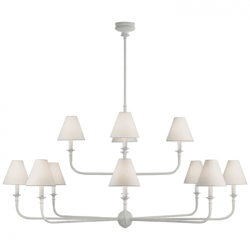 Visual Comfort & Co. Signature Collection Piaf Grande Two-Tier Chandelier, 12-Light, Plaster White, 58"W (TOB 5453PW-L CX33Z) 