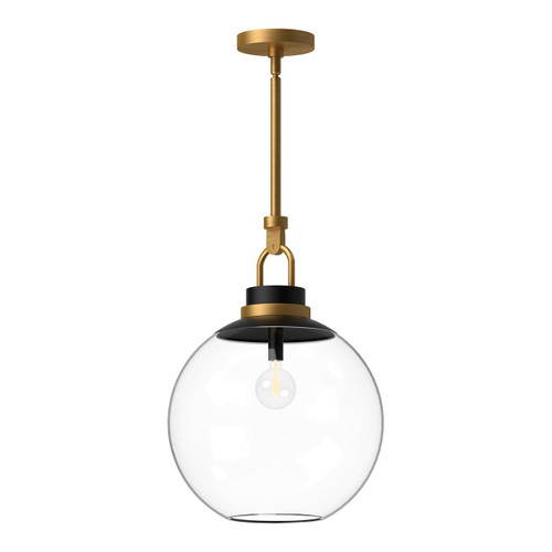 Alora Lighting Copperfield Pendant, 1-Light, Aged Gold, Clear Glass, 22.25"H 
