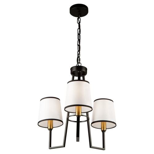 Artcraft Coco Chandelier, 3-Light, Gold, Black, White Shade, 19.7"W (SC13343BK 340431LU) 
