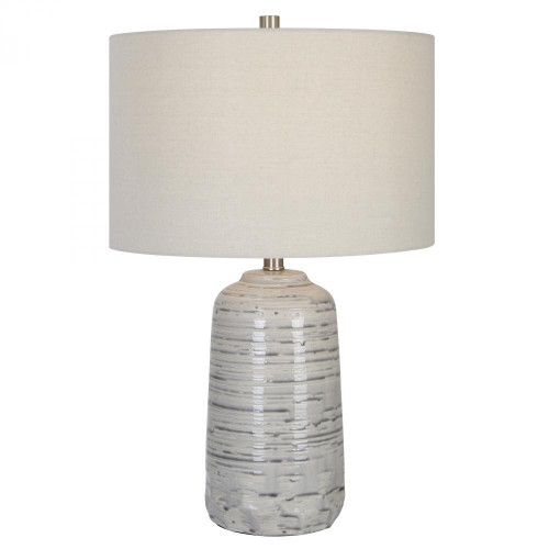 Uttermost Cyclone Table Lamp, 1-Light, Ivory/Gray, Light Beige Linen Hardback Shade, 25"H (30069-1 A6GLW) 