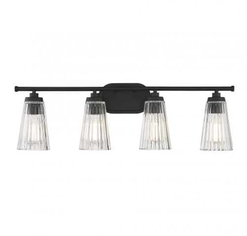 Savoy House Chantilly Bathroom Vanity Light, 4-Light, Matte Black, Glass Shade, 30.5"W (8-1745-4-BK ALPR7) 