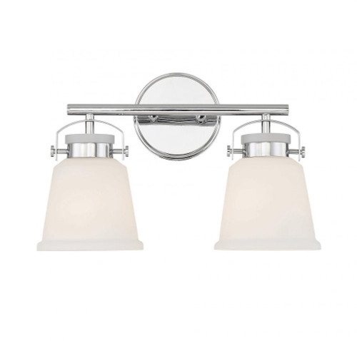 Savoy House Kaden Bathroom Vanity Light, 2-Light, Polished Chrome, Glass Shade, 16"W (8-1627-2-11 ALPT8) 