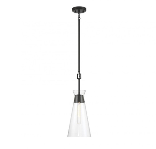 Savoy House Lakewood Pendant, 1-Light, Matte Black, Glass Shade, 22"H (7-1831-1-89 ALPTV) 
