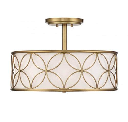 Savoy House Reid Ceiling Light, 4-Light, Warm Brass, White Fabric Shade, 20"W (6-1953-4-322 ALQPQ) 