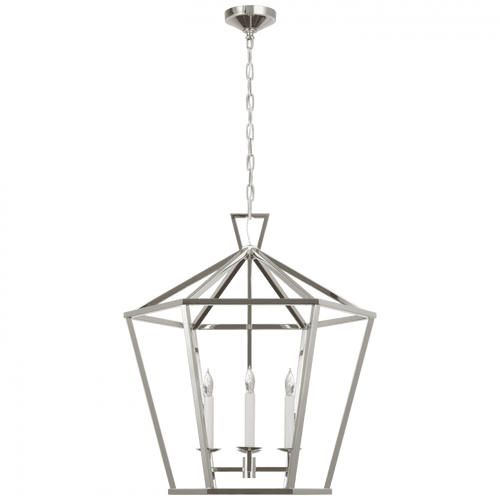Visual Comfort & Co. Signature Collection Darlana Large Hexagonal Lantern, 4-Light, Polished Nickel, 29"H (CHC 5228PN CWZ61) 
