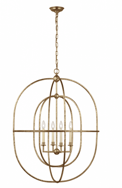 Visual Comfort & Co. Signature Collection Desmond Open Double Oval Lantern, 4-Light, Gild, 40.5"H (CHC 2225G CWY62) 