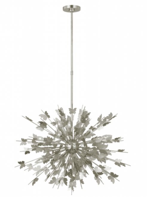 Visual Comfort & Co. Signature Collection Farfalle Medium Chandelier, 14-Light, Burnished Silver Leaf, 30"W (JN 5501BSL CX4ZT) 