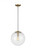 Visual Comfort & Co. Studio Collection Leo - Hanging Globe Pendant, 1-Light, LED, Satin Brass, Clear Seeded Shade, 14"W (6801801EN7-848 70709TC) 