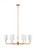 Visual Comfort & Co. Studio Collection Foxdale Chandelier, 9-Light, LED, Satin Brass, White Linen Shade, 36"W (3109309EN-848 70701ZK) 
