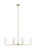 Visual Comfort & Co. Studio Collection Foxdale Linear Chandelier, 6-Light, LED, Satin Brass, White Linen Shade, 44"W (3609306EN-848 70701ZQ) 