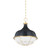 Hudson Valley Holkham Pendant, 1-Light, Aged Brass, Darkest Blue, Opal Shiny Glass Shade, 18"W (MDS1502-AGB/DBL ACKVK) 