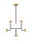 Visual Comfort & Co. Studio Collection Cafe Chandelier, 8-Light, Satin Brass, Etched / White Inside Shade, 32"Dia (3187908-848 70708U5) 