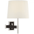 Visual Comfort & Co. Signature Collection Elle Swing Arm Sconce - Polished Nickel and Black Rattan 