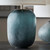Palecek Mykonos Table Lamp, 1-Light, Tall, Dark Teal, Pewter, White Textured Linen Drum Shade, 27.25"H (2684-94 3706TN4E) 