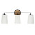 Capital 3-Light Vanity in Matte Black and Mango Wood with Soft White Glass 