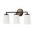 Capital 3-Light Vanity in Matte Black and Mango Wood with Soft White Glass 