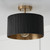 Capital 1-Light Semi-Flush Pendant in Matte Brass and Handcrafted Mango Wood in Black Stain 