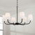 Capital 6-Light Chandelier in Matte Black with White Fabric Stay-Straight Shades 