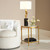 Global Views Circle/Square Gold with White Marble Side Table 