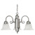 David Chandelier, 3-Light, Matte Nickel, White Faux Alabaster Glass, 21"W
