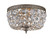 Ceiling Mount 2 Light Flush Mount - English Bronze, Hand Cut Crystal 6.5"H