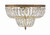 Ceiling Mount 4 Light Flush Mount - Olde Brass, Hand Cut Crystal 12"H