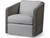 Palecek Carmine Swivel Lounge Chair, Mocha Wash, Gray Chrome Textured Vinyl 6G, Deluxe 8156 Cushion 