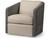 Palecek Carmine Swivel Lounge Chair, Mocha Wash, Beige Sand Shagreen Leatherette 3R, Deluxe 8156 Cushion 