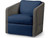 Palecek Carmine Swivel Lounge Chair, Mocha Wash, I/O Deep Blue 6W, Deluxe 8156 Cushion 