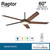 Raptor Ceiling Fan, 5-Blade, 1-Light, LED, Oil Rubbed Bronze, Tobacco Blades, 60"W (F617L-ORB/AB EMAR)