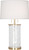 Gloria Table Lamp, 2-Light, Modern Brass/Wavy Glass, Oyster Linen Shade, 28.25"H (1440 2ETTN)