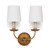Clove Wall Sconce Double, 2-Light, Antique Gold Leaf, Linen Shade, 15.75"H (15-1074 504X022)
