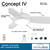 Concept IV Ceiling Fan, 3-Blade, 1-Light, LED, White, White Blades, 54"W (F465L-WH HL02)