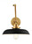 Visual Comfort & Co. Studio Collection Wellfleet Wall Sconce, 1-Light, Midnight Black And Burnished Brass, Midnight Black Shade, 14.63"H (CW1171MBKBBS 706X189) 