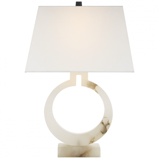 Chapman & Myers Ring Form Large Table Lamp in Antique-Burnished Brass with  Natural Paper Shade