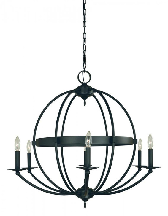 Aurora Chandelier, 6-Light, Matte Black, 33"W (F-L1156 MBLACK 3706UV70)