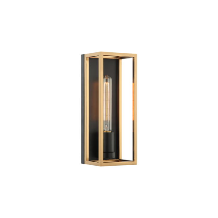 Shadowbox Bath Vanity Light, 2-Light, LED, Black & Aged Gold Brass, 12"H (S15141BKAG 3060LR2)