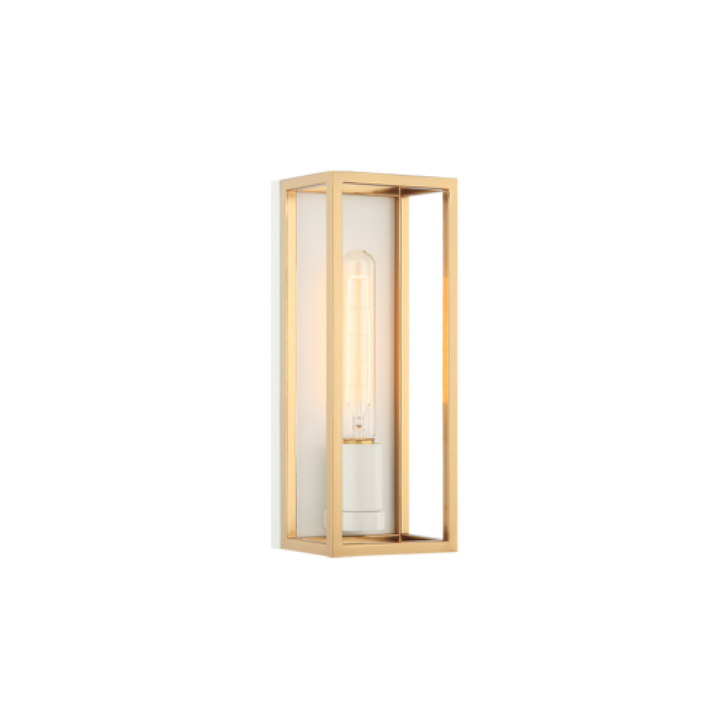 Shadowbox Bath Vanity Light, 1-Light, LED, White & Aged Gold Brass, 12"H (S15141WHAG 3060LR4)