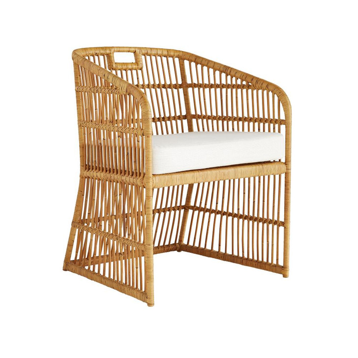 Lyford Chair, White Linen, Natural Rattan, 32"H (DW5001 3MLNN)