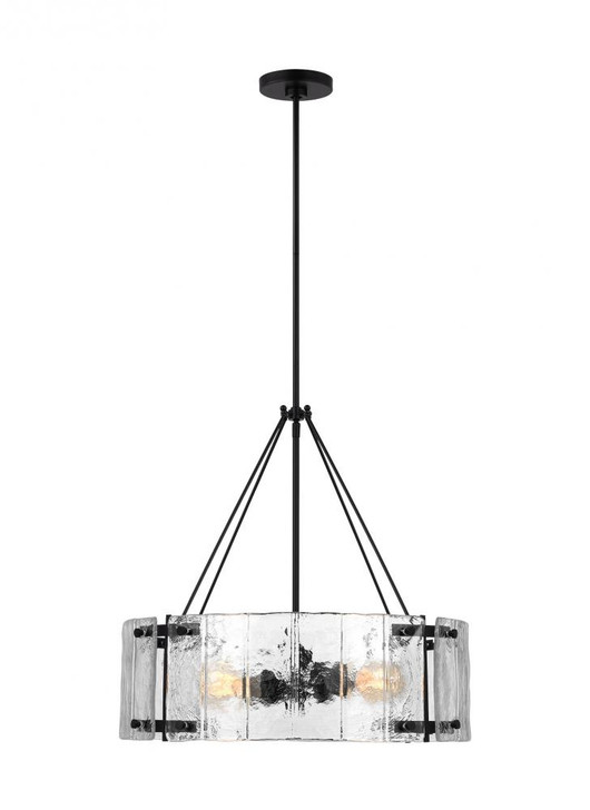 Calvert Chandelier, 4-Light, Aged Iron, Clear Shade, 24"W (AP1234AI 706X473)