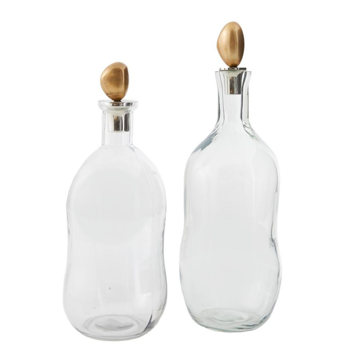 Stavros Decanters, Set of 2, Clear, Antique Brass, 13.5"H (6957 3QNAL)