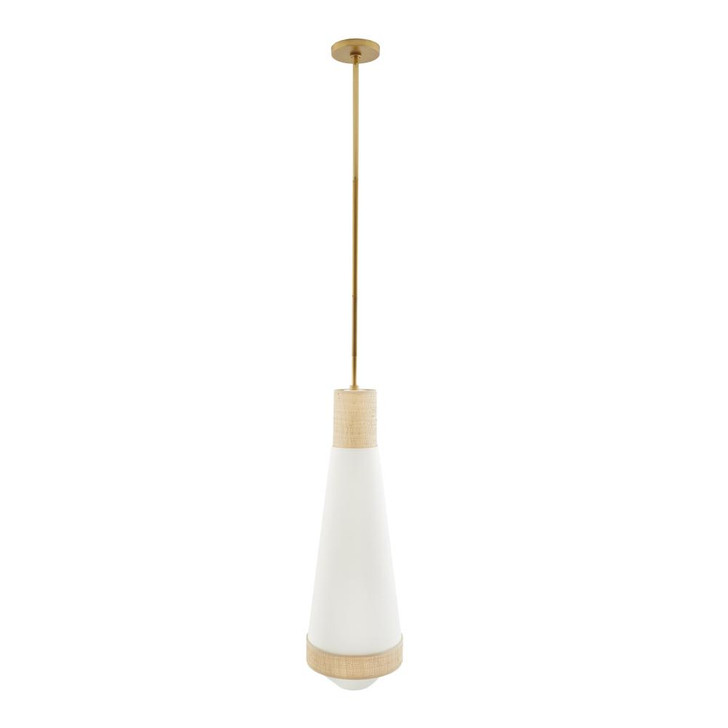 Shreveport Pendant, 1-Light, Natural Rattan, White Linen, 31"H (41068 3QNCD)