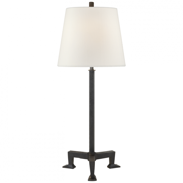 Parish Buffet Lamp, 2-Light, LED, Aged Iron, Linen Shade, 31.5"H (TOB 3152AI-L D04QP)