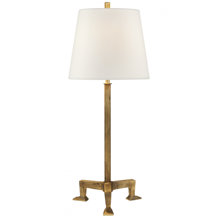 Parish Buffet Lamp, 2-Light, LED, Gilded Iron, Linen Shade, 31.5"H (TOB 3152GI-L D04QQ)