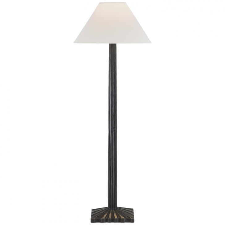 Strie Buffet Lamp, 1-Light, Aged Iron, Linen Shade, 31.5"H (CHA 8463AI-L D04RY)