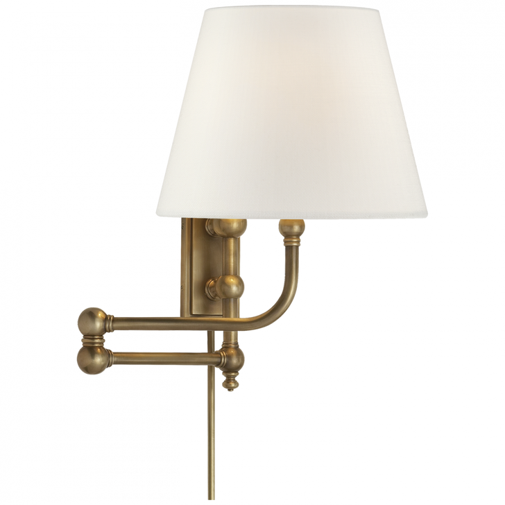 Pimlico Swing Arm, 1-Light, Antique-Burnished Brass, Linen Shade, 25.5"W (CHD 2154AB-L D05QZ)