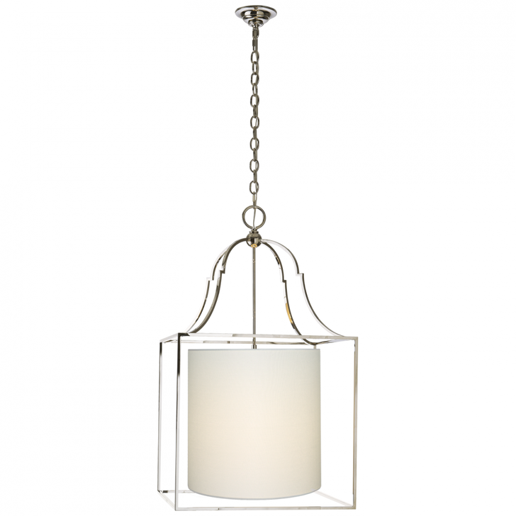 Gustavian Lantern, 3-Light, Polished Nickel, Linen Shade, 35.75"H (CHC 2167PN-L D07NP)