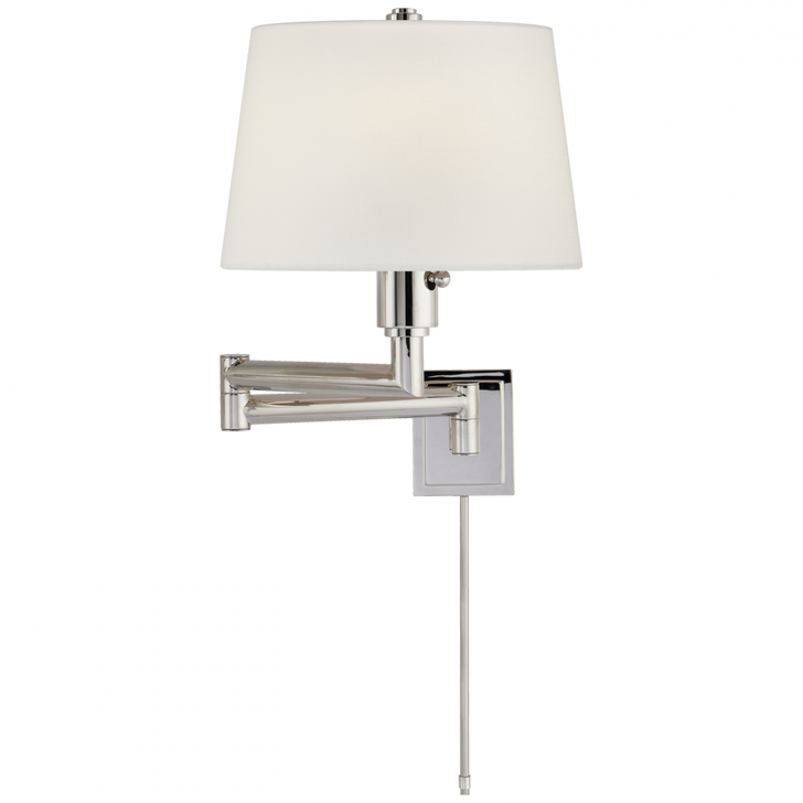 Chunky Swing Arm, 1-Light, Polished Nickel, Linen Shade, 26.25"W (CHD 5106PN-L2 D07NZ)