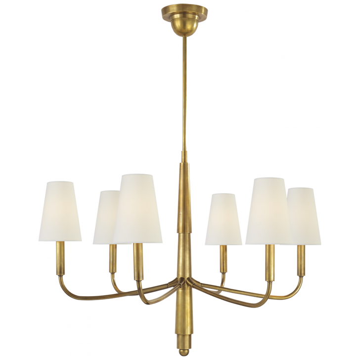 Farlane Small Chandelier, 6-Light, Hand-Rubbed Antique Brass, Linen Shade, 31.25"W (TOB 5018HAB-L D07PQ)