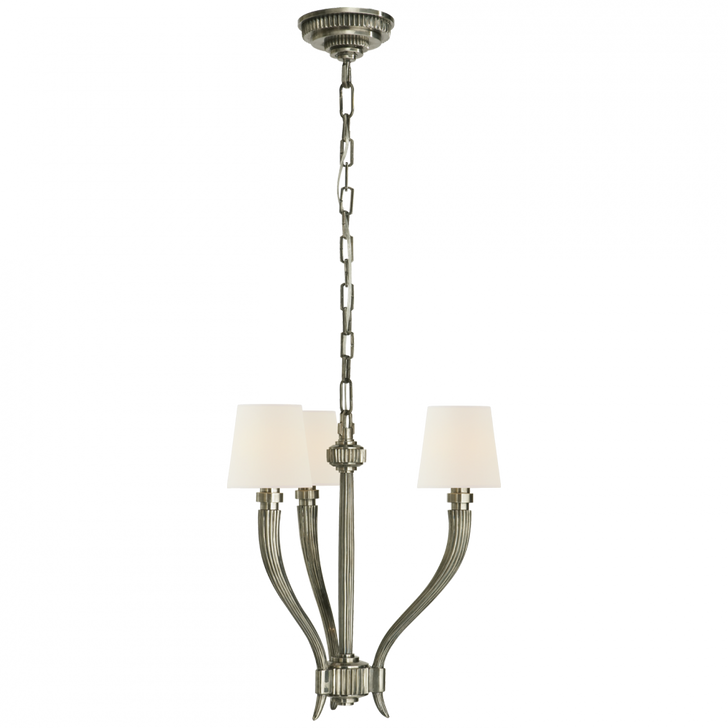 Ruhlmann Small Chandelier, 3-Light, Antique Nickel, Linen Shade, 17.5"W (CHC 2461AN-L D31GG)